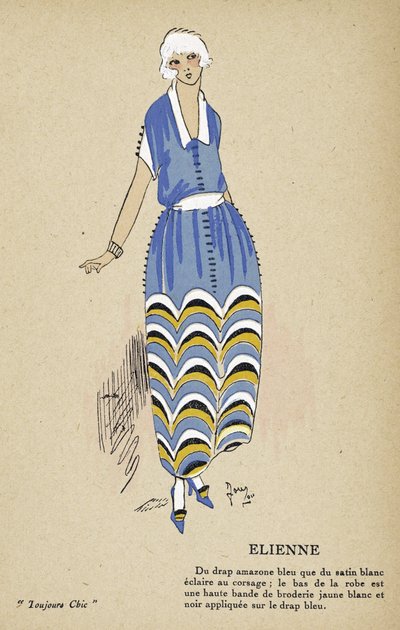 Elienne, z knihy Toujours Chic, pub.1921-22 (šablonový tisk) od French School