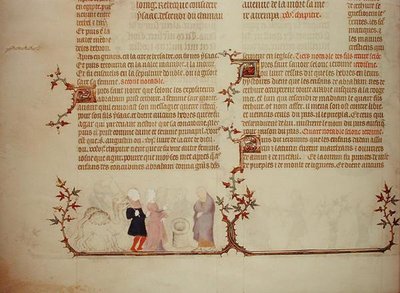 Eliezer představuje Rebeccu Isaacovi z „Bible Jeana de Sy“, kolem roku 1355 (vellum) od French School