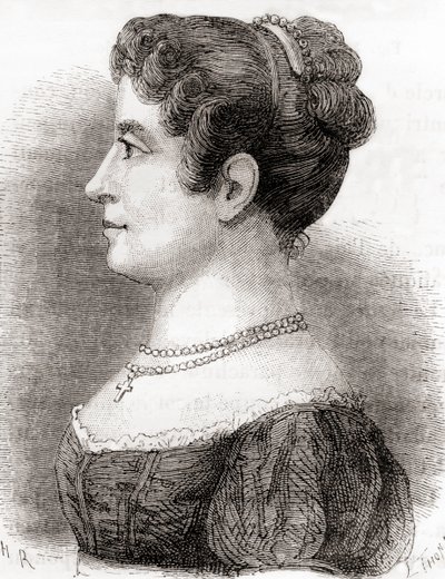 Élisa Garnerin, z knihy "Les Merveilles de la Science", vydané kolem roku 1870 (litografie) od French School