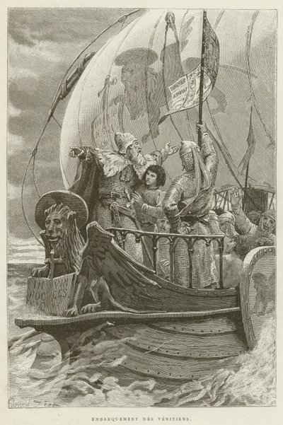 Boarding of the Venetians (rytina) od French School