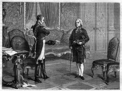 Císař Alexandr I. Ruska (1777-1825) (Alexandre) s Charlesem Mauricem de Talleyrand Perigord (1754-1838) od French School
