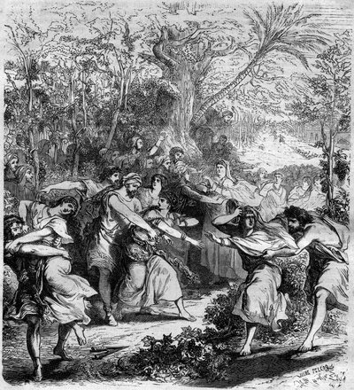 Císař Nicephorus III Botaniates (1001-1081), byzantský císař v letech 1078 až 1081, nechal mladé chlapce a dívky unést. Rytina v „Histoire des Papes-Rois-Queen and Empereurs a travers les století“ od Maurice Lachatre od French School
