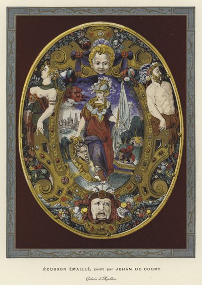 Smaltovaný štít namalovaný Jeanem Decourtem, 16. století od French School