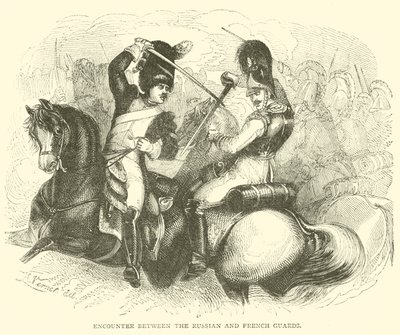 Setkání mezi ruskou a francouzskou gardou (rytina) od French School