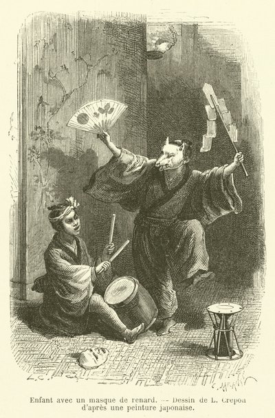 Dítě s maskou lišky (rytina) od French School
