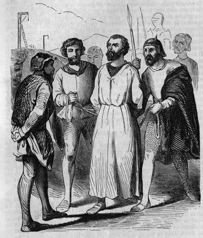 Enguerrand de Marigny komorník a ministr krále Filipa IV. Bel na pochodu k mučení v roce 1315. Rytina z 19. století. od French School