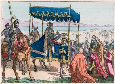 Vchod Karla VIII (1470-1498) v Neapoli od French School