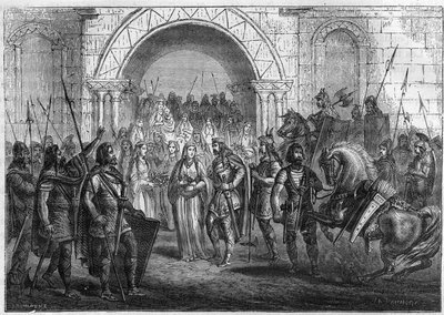 Vjezd Chilperika I. (539-584), krále franků a Galsuinte nebo Galswinthe do Rouenu. od French School