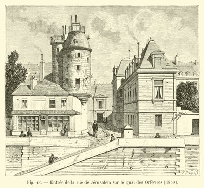 Vchod z Rue de Jerusalem na Quai des Orfevres, 1850 od French School