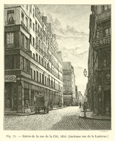 Vchod do rue de la Cite, 1850, bývalá rue de la Lanterne od French School