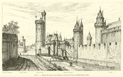 Vchod do Louvru Karla V. z rue dHosteriche, 1380 od French School