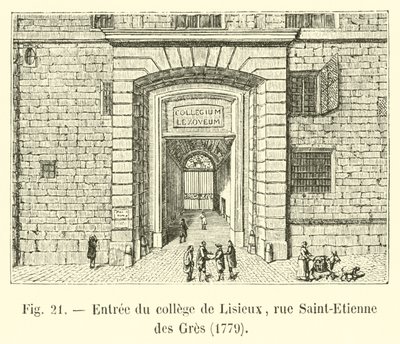 Vchod do koleje Lisieux, rue Saint-Etienne des Gres, 1779 od French School