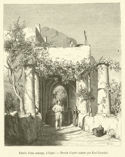 Vchod do hostince, v Capri (rytina) od French School
