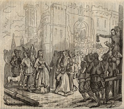 Vstup Anny de Bretagne (1477-1514) do Morlaix - Vstup Anny Bretaňské v Morlaix - rytina - 1838 od French School