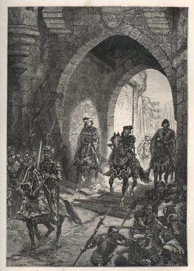 Vstup Karla VI. Milovaného (1368-1422), francouzského krále, do Paříže po potlačení povstání Maillotinů, v roce 1382 - Francouzský král Karel Vi se vrací do Paříže - Vstup Karla VI. le Bien-Aime (1368 -1422), král Francie, v Paříži po r od French School