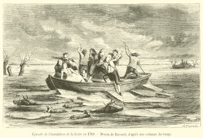 Epizoda zatopení Loiry v roce 1789 (rytina) od French School