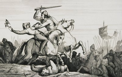 Eudes (860-98) v bitvě proti Normanům, z „Histoire de France“ od Colarta, vydáno kolem roku 1840 od French School