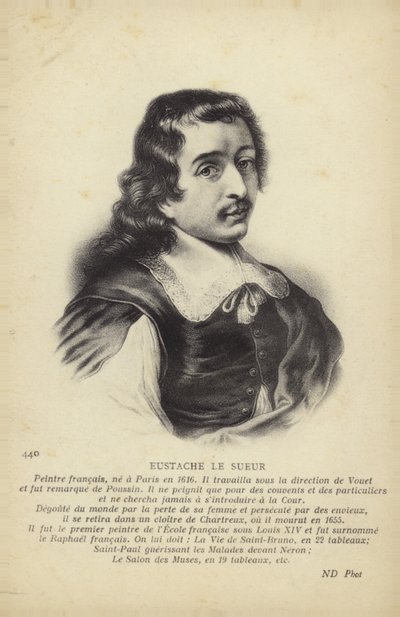 Eustache Le Sueur, francouzský malíř (litografie) od French School