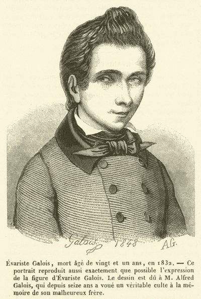 Evariste Galois, zemřel ve věku jednadvaceti let, v roce 1832 (rytina) od French School