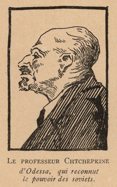 Jevgenij Ščepkin, ruský profesor, který uznal sovětskou moc v Oděse (litografie) od French School