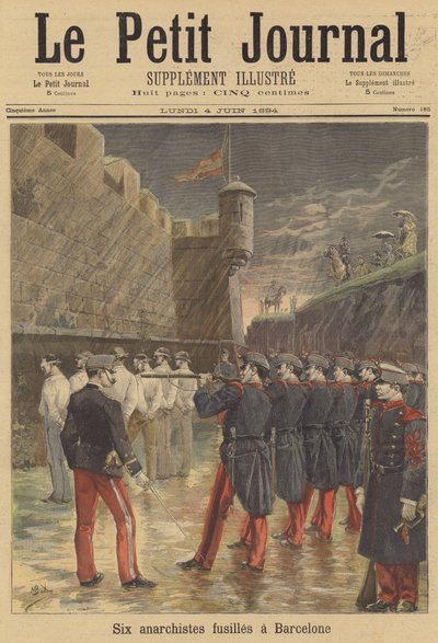 Poprava popravčí četou šesti anarchistů v Barceloně od French School