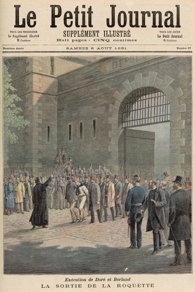Poprava Dore a Berlanda: Odcházení z La Roquette, z „Le Petit Journal“, 8. srpna 1891 od French School