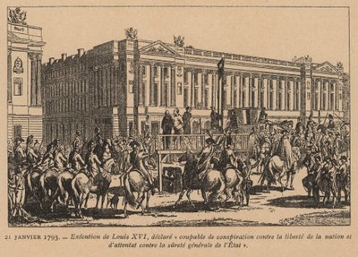 Poprava francouzského krále Ludvíka XVI., Paříž, Francouzská revoluce, 21. ledna 1793 (rytina) od French School