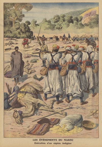 Poprava domorodého špiona v Maroku (barevná litografie) od French School