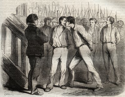 Poprava čtyř seržantů z La Rochelle dne 21. září 1822: Bories, Raoulx, Gaubin, Pommier - Raoulx, který měl projít prvním, požádal, aby objal své kamarády - rytina do „“ Causes celebres de tous les peuples““ od Armanda Fouquier (1817-18?) 18 od French School