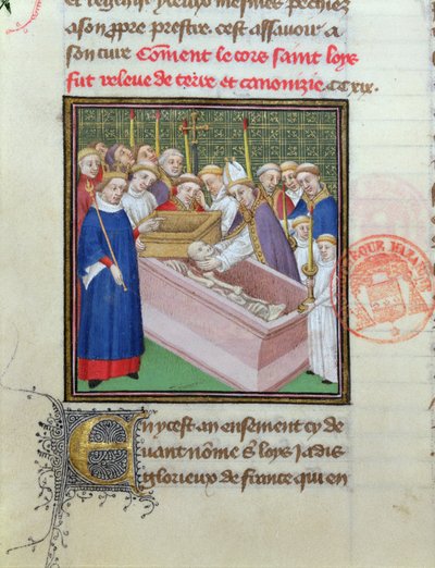 Exhumace a svatořečení sv. Ludvíka (1215-70) v roce 1297, z Les Grandes Chroniques de France od French School