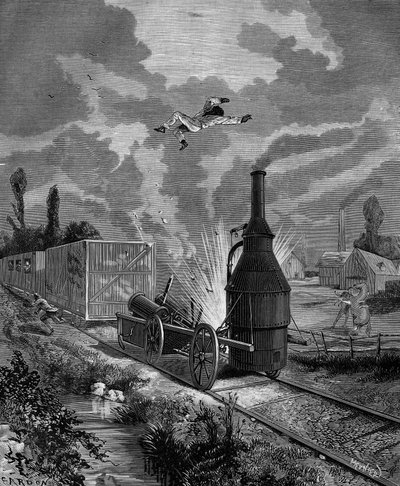 Exploze kotle jedné z prvních amerických parních lokomotiv v červnu 1831 („nejlepší přítel“). v „Populární historii vědy, vynálezů a objevů od prvních století do současnosti“ od Bitarda Adolphe 1880. od French School