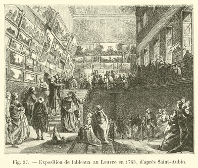 Výstava obrazů v Louvru v roce 1763, po Saint-Aubin od French School