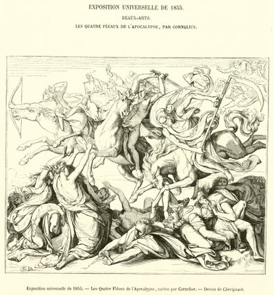 Univerzální výstava z roku 1855, Čtyři pohromy apokalypsy (rytina) od French School