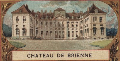 Vnější pohled na Chateau de Brienne le Chateau (Brienne-le-Chateau) v Aube (10). Chromolitografie konce 19. století od French School