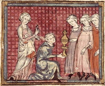 F.29r Rozdělení království po smrti Clotaire I (497-561), z Grandes Chroniques de France 1375-79 od French School