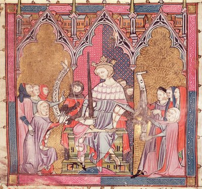 F.3r Král vykonávající spravedlnost, od Justinianiho ve Fortiatu od French School