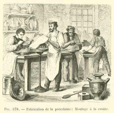 Výroba porcelánu, Lisování s krustou (rytí) od French School