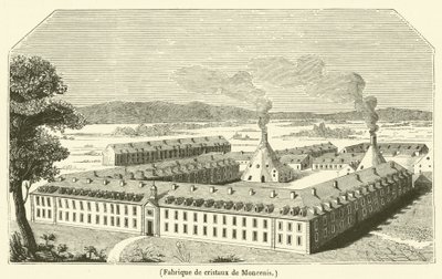 Továrna na krystaly Moncenis (rytina) od French School