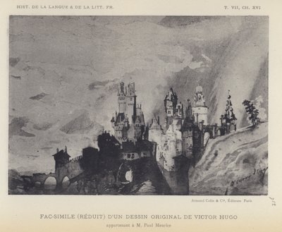 Faksimile (zmenšená) původní kresby Victora Huga (litho) od French School