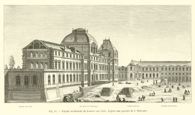 Západní průčelí Louvru kolem roku 1650, podle rytiny I Sylvestre od French School