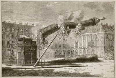 Fall of the Vendome Column, duben 1871, ilustrace z Cassells Historie války mezi Francií a Německem, 1870-1871 od French School
