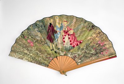Ventilátor, cca 1870-1900 (dřevo, hedvábí, len, mosaz) od French School