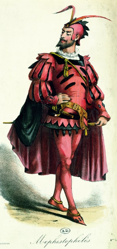 Maškarní kostým pro Mefistofela, z LArt du Travestissement od Leona Saluta, 1885 od French School
