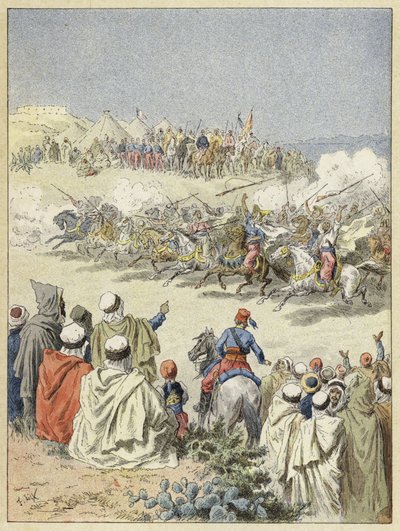 Fantasia, tradiční berberská ukázka jezdeckého umění, severní Afrika od French School