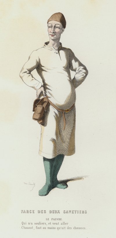 Farce Des Deux Savetiers (barevná rytina) od French School