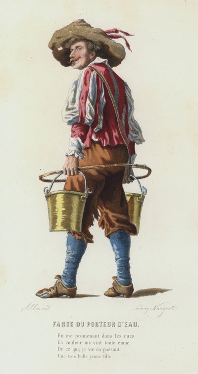 Farce Of The Water Carrier (barevná rytina) od French School