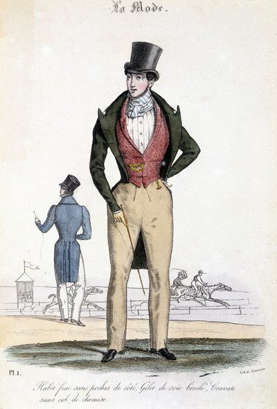 Mužská móda v roce 1829 - v časopise "Les Modes" od French School
