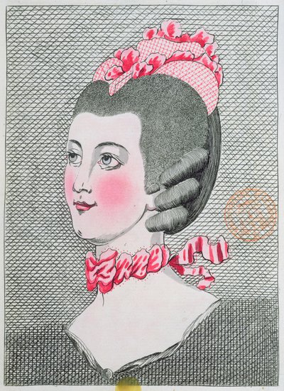 Módní talíř od LArt de la Coiffure de Dames, Sieur Legros, vydaný v Paříži 1767 od French School
