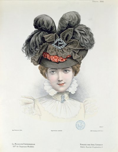 Módní talíř z La Modiste Universelle, únor 1898 od French School