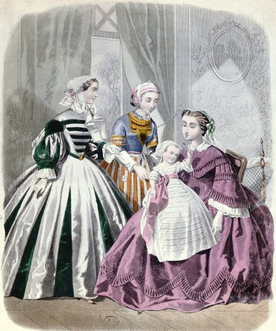 Módní talíř z Le Monde Elegant 1859 (barevné gravírování) od French School